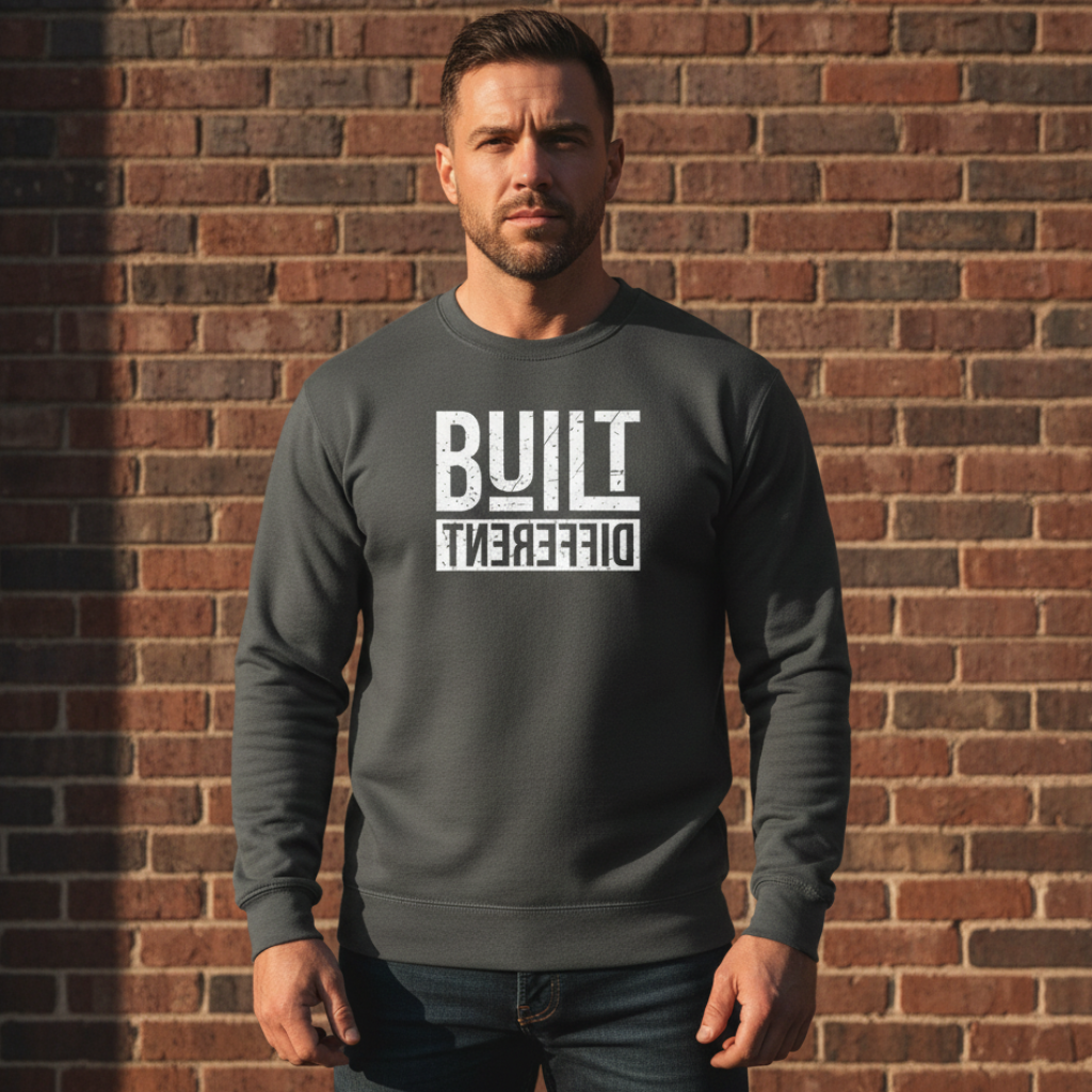 Built Different Crewneck Sweatshirt - Vintage Graphic Sweatshirt