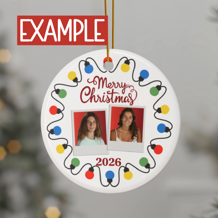 2026 Personalized Merry Christmas Photo Christmas Ornament – Ceramic or Acrylic