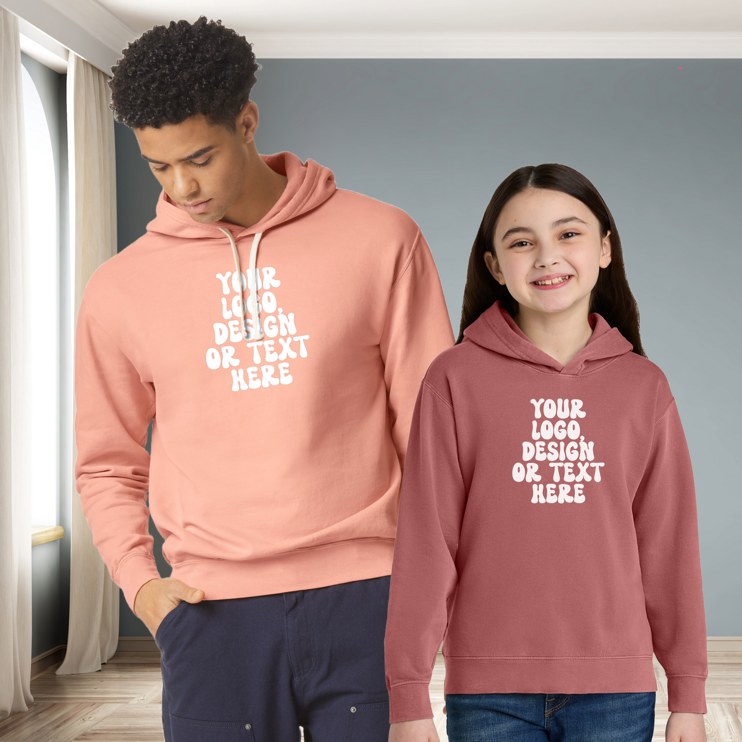 Comfort Colors Unisex Lightweight Hoodie - Add Your Text Design or Logo