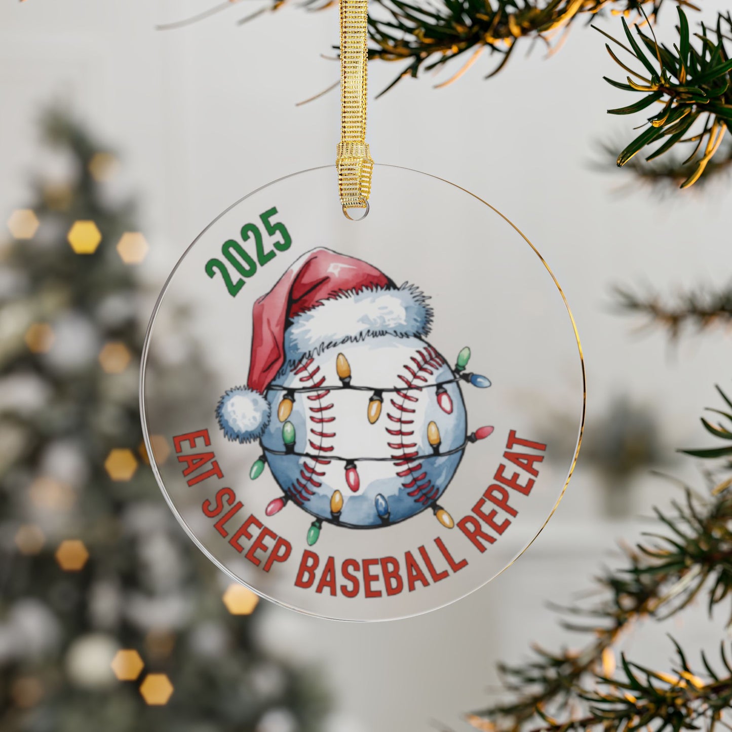 Sports Fan Ceramic or Acrylic Ornament, Eat Sleep Repeat Soccer Basketball Baseball Softball Football, Christmas Tree Decoration, Holiday Team Gift