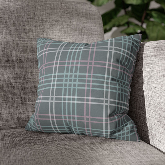 Gray Plaid Throw Pillow