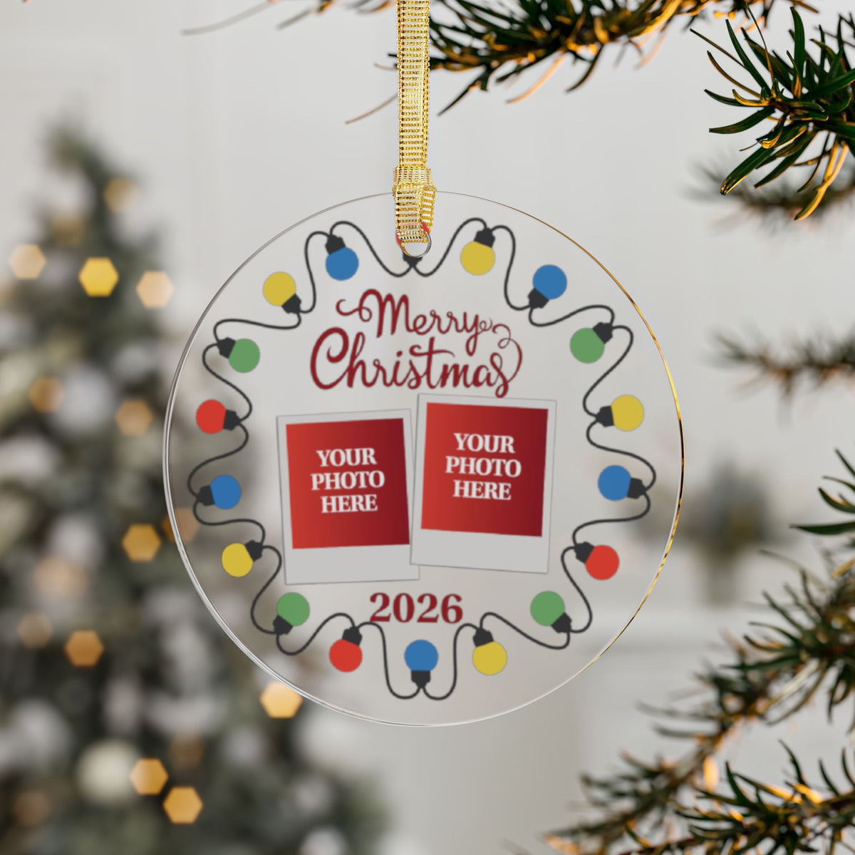 2026 Personalized Merry Christmas Photo Christmas Ornament – Ceramic or Acrylic