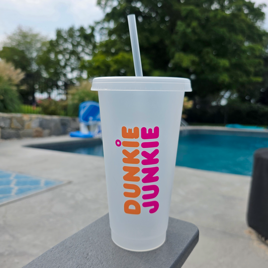 Funny Reusable Cold Cup – Dunkie Junkie or Dunkin’ Deezenuts Coffee Cup