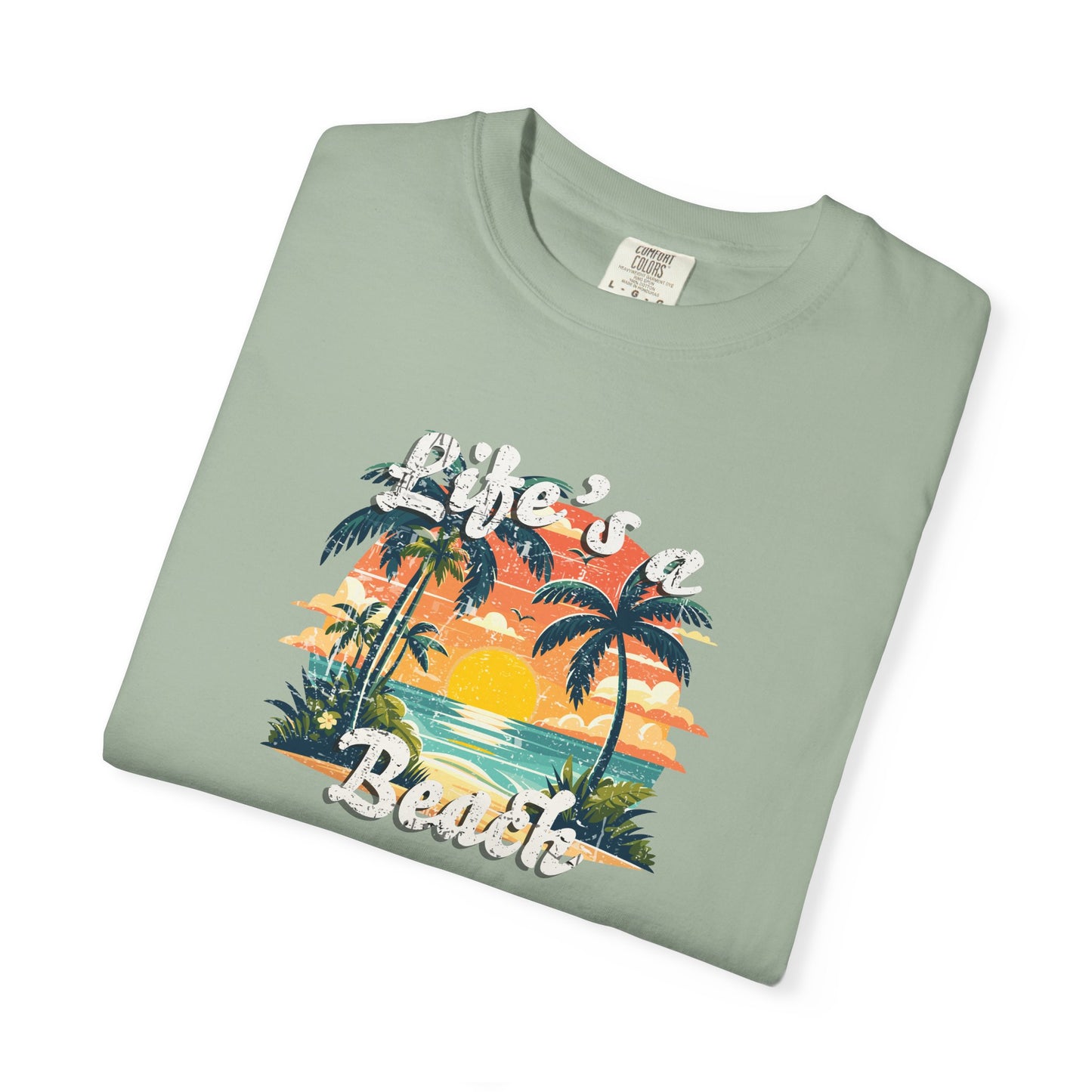 Life’s a Beach Unisex Graphic T-Shirt - Retro Tropical Sunset Tee