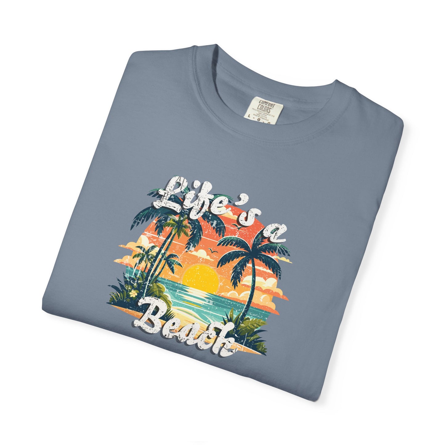 Life’s a Beach Unisex Graphic T-Shirt - Retro Tropical Sunset Tee
