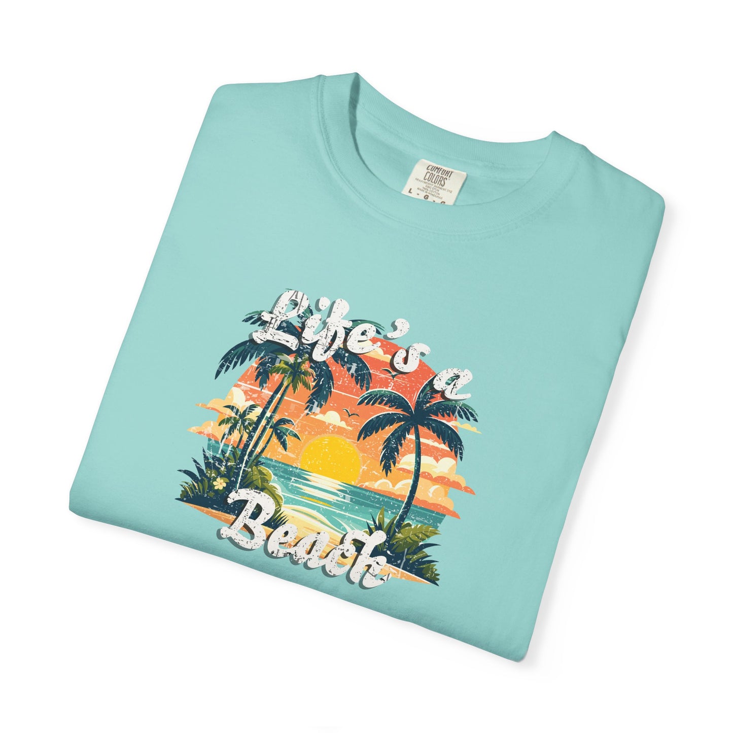 Life’s a Beach Unisex Graphic T-Shirt - Retro Tropical Sunset Tee