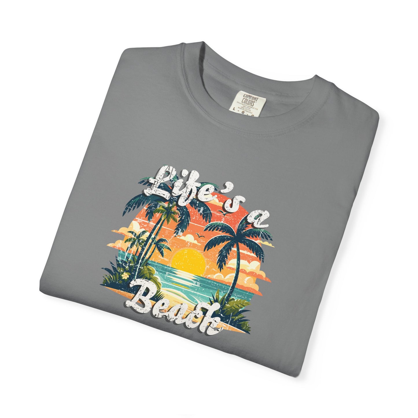Life’s a Beach Unisex Graphic T-Shirt - Retro Tropical Sunset Tee