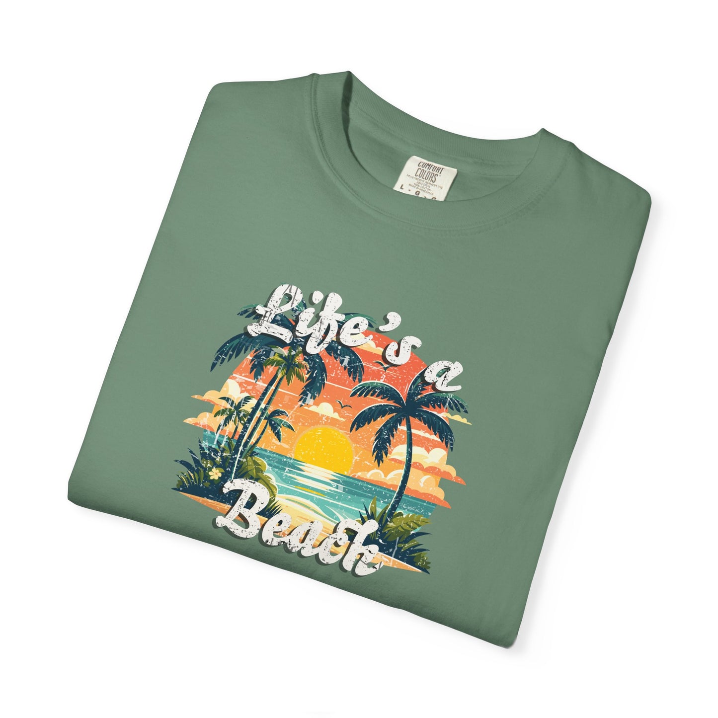 Life’s a Beach Unisex Graphic T-Shirt - Retro Tropical Sunset Tee