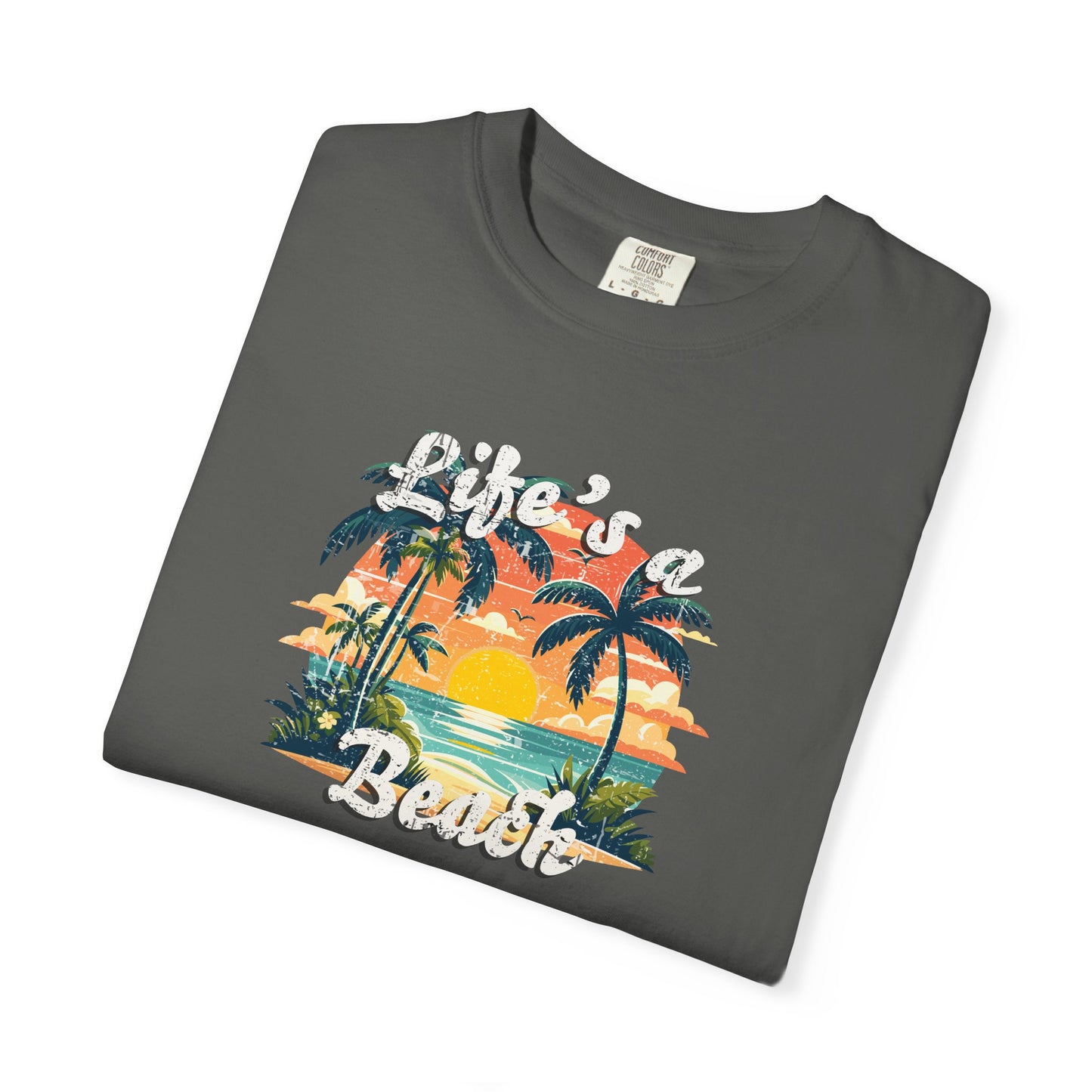 Life’s a Beach Unisex Graphic T-Shirt - Retro Tropical Sunset Tee