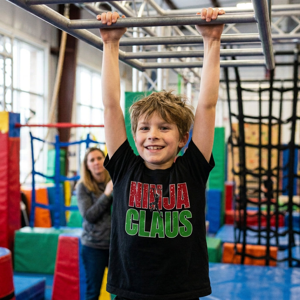 Ninja Claus Christmas Ninja Shirt – Holiday Ninja Athlete T-Shirt - Boy & Girl Designs