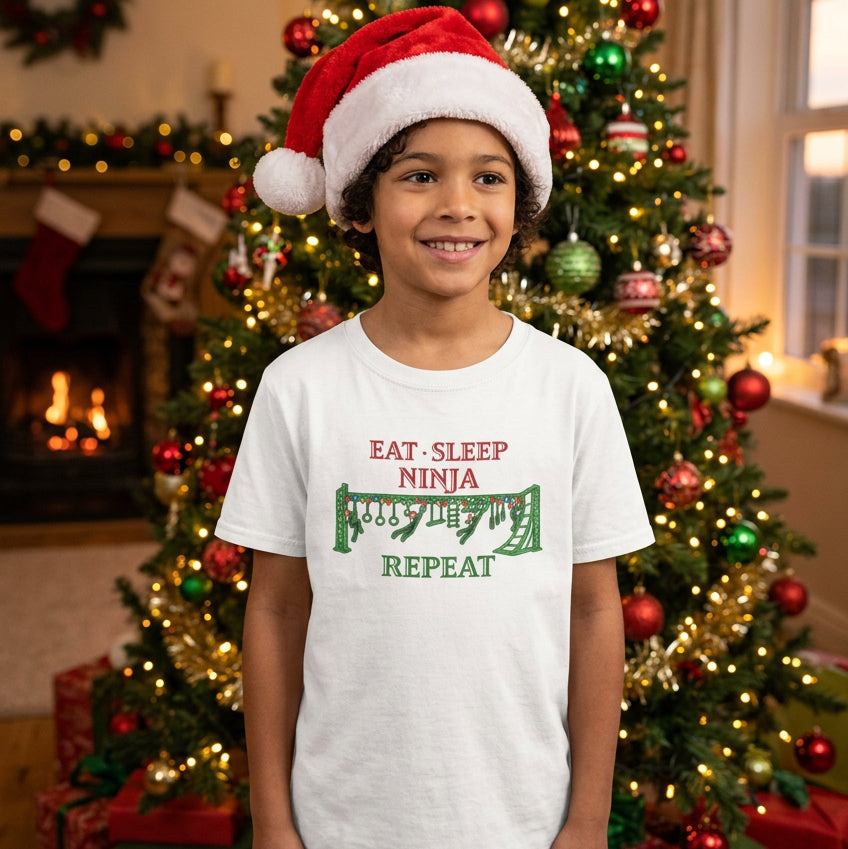 Christmas Ninja T-Shirt - Eat Sleep Ninja Repeat Holiday Shirt