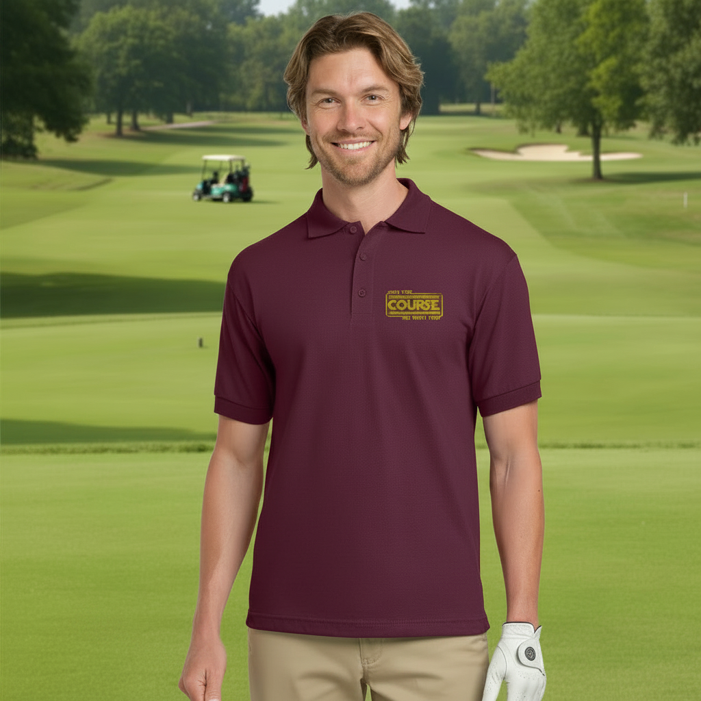 May The Course Be With You Polo Shirt – Funny Golf Pun Jersey Polo