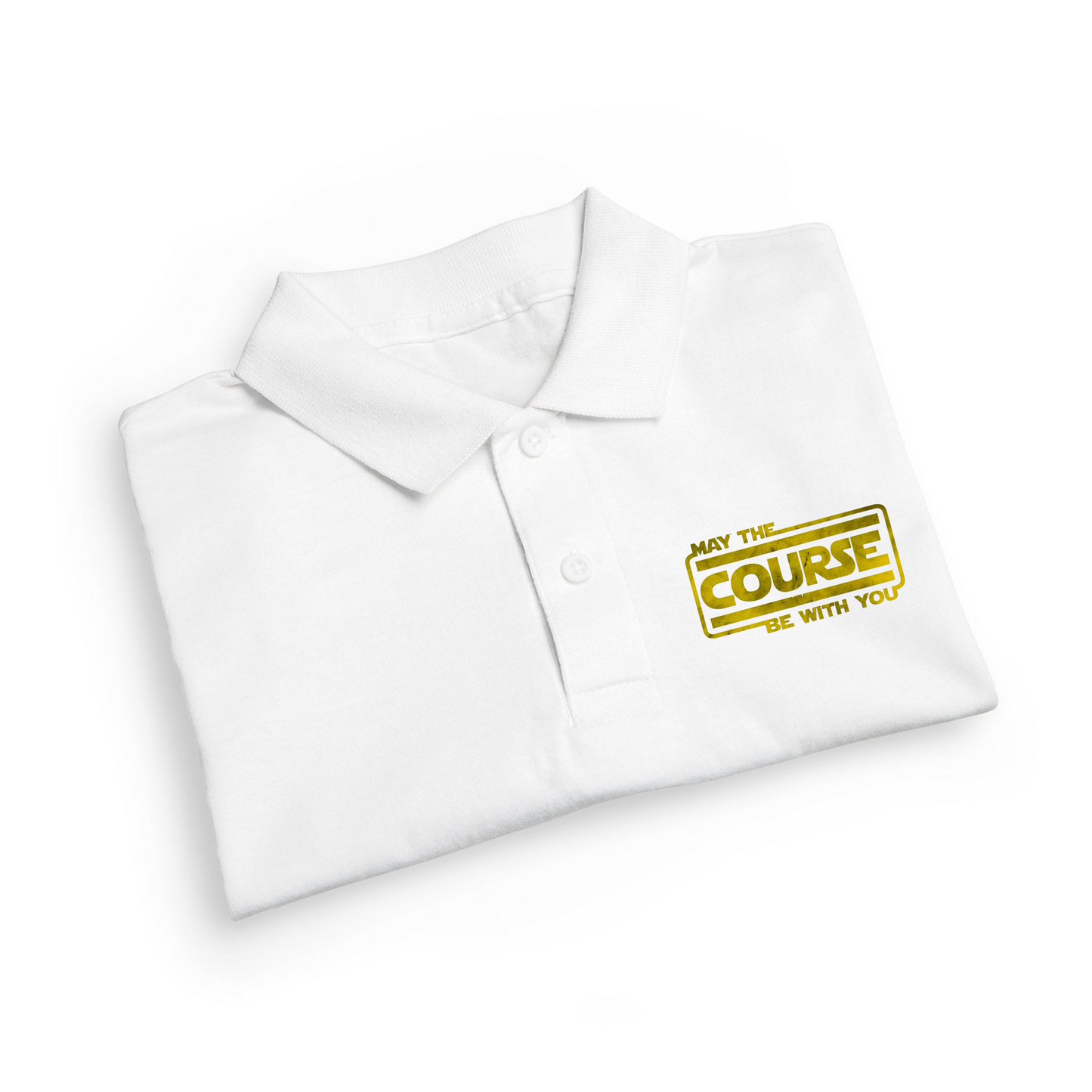 May The Course Be With You Polo Shirt – Funny Golf Pun Jersey Polo
