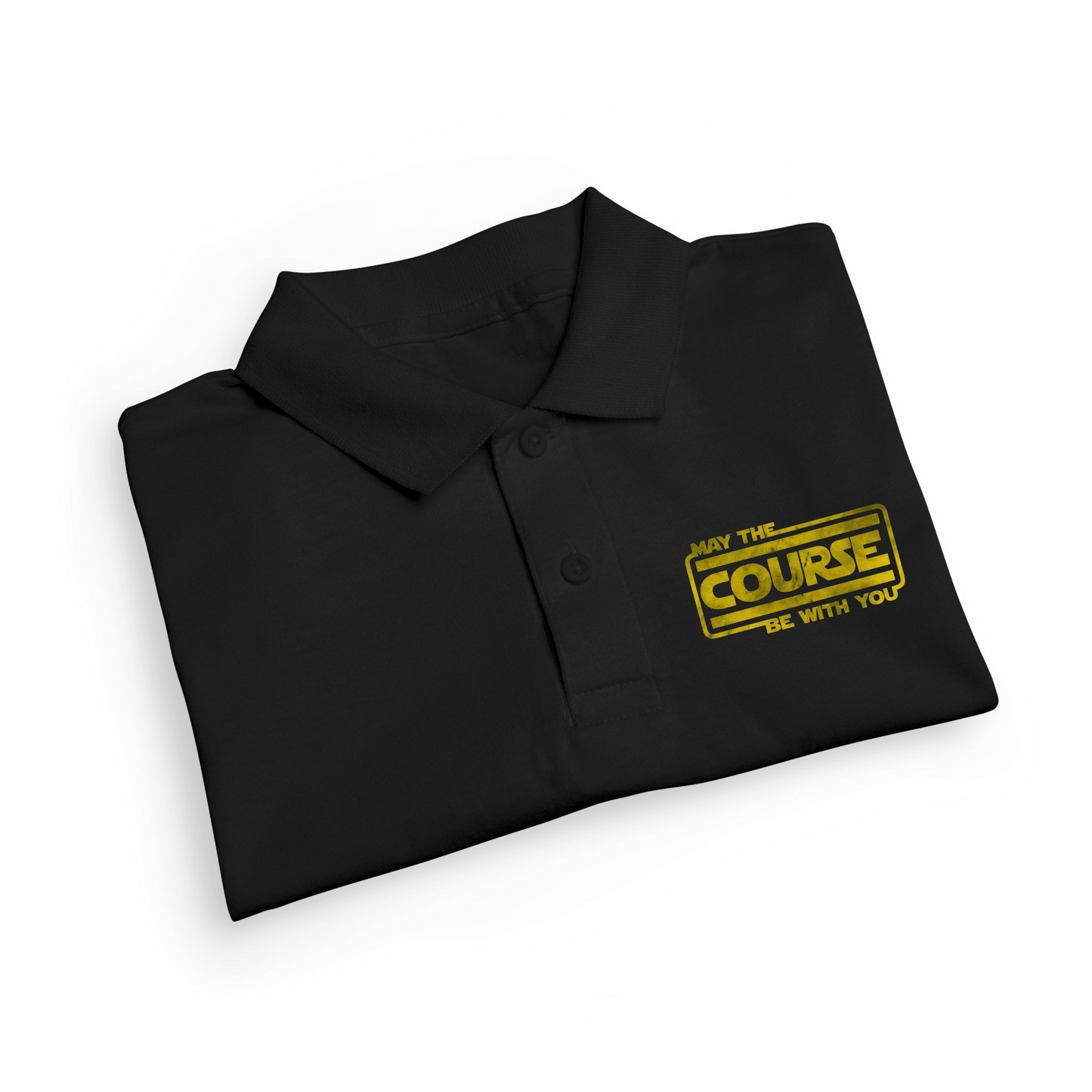 May The Course Be With You Polo Shirt – Funny Golf Pun Jersey Polo