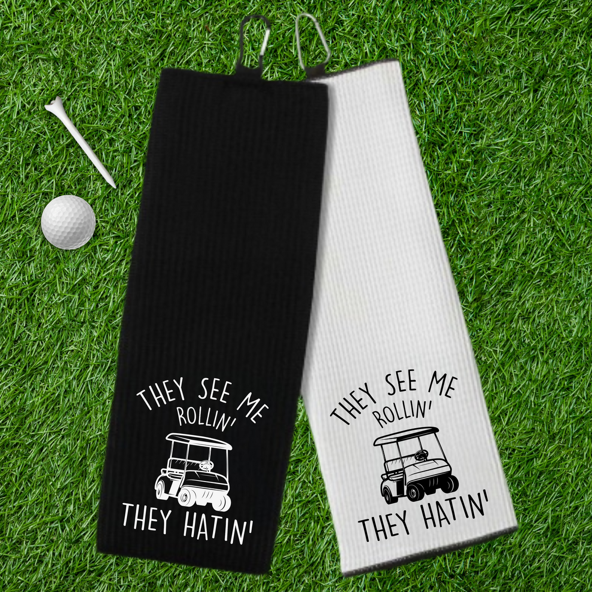 Fun Fairway Golf Towels with Carabiner - 10 Designs