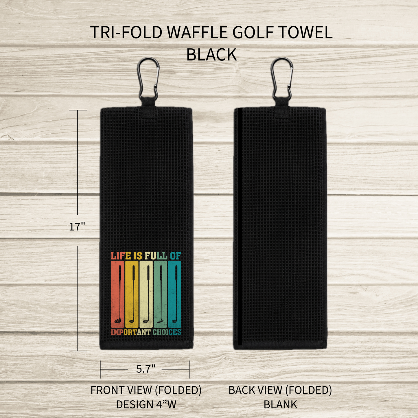 Fun Fairway Golf Towels with Carabiner - 7 Designs
