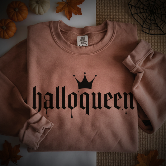 HalloQueen Cute Halloween Queen Shirt - Comfort Colors Tee & Crewneck