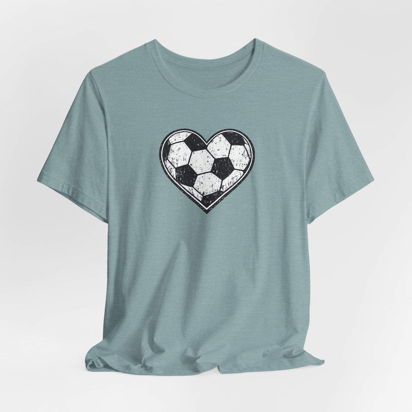 Heart Soccer Ball Unisex T-Shirt - Distressed Love Soccer Graphic Tee