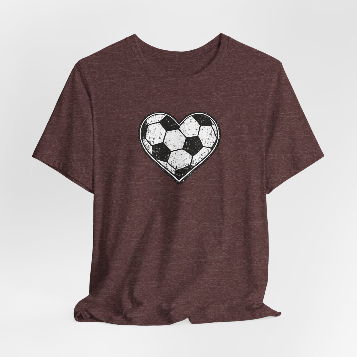 Heart Soccer Ball Unisex T-Shirt - Distressed Love Soccer Graphic Tee
