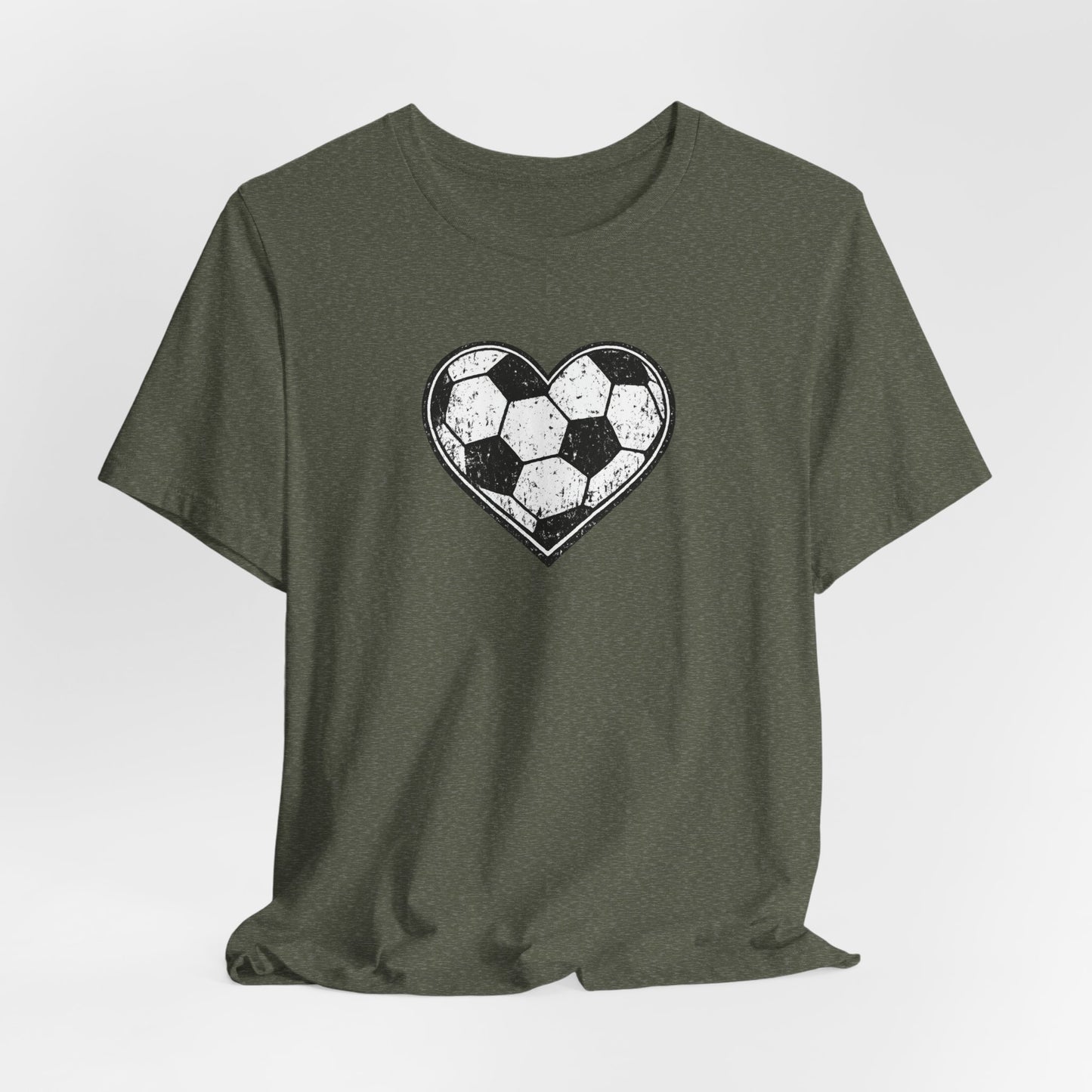 Heart Soccer Ball Unisex T-Shirt - Distressed Love Soccer Graphic Tee