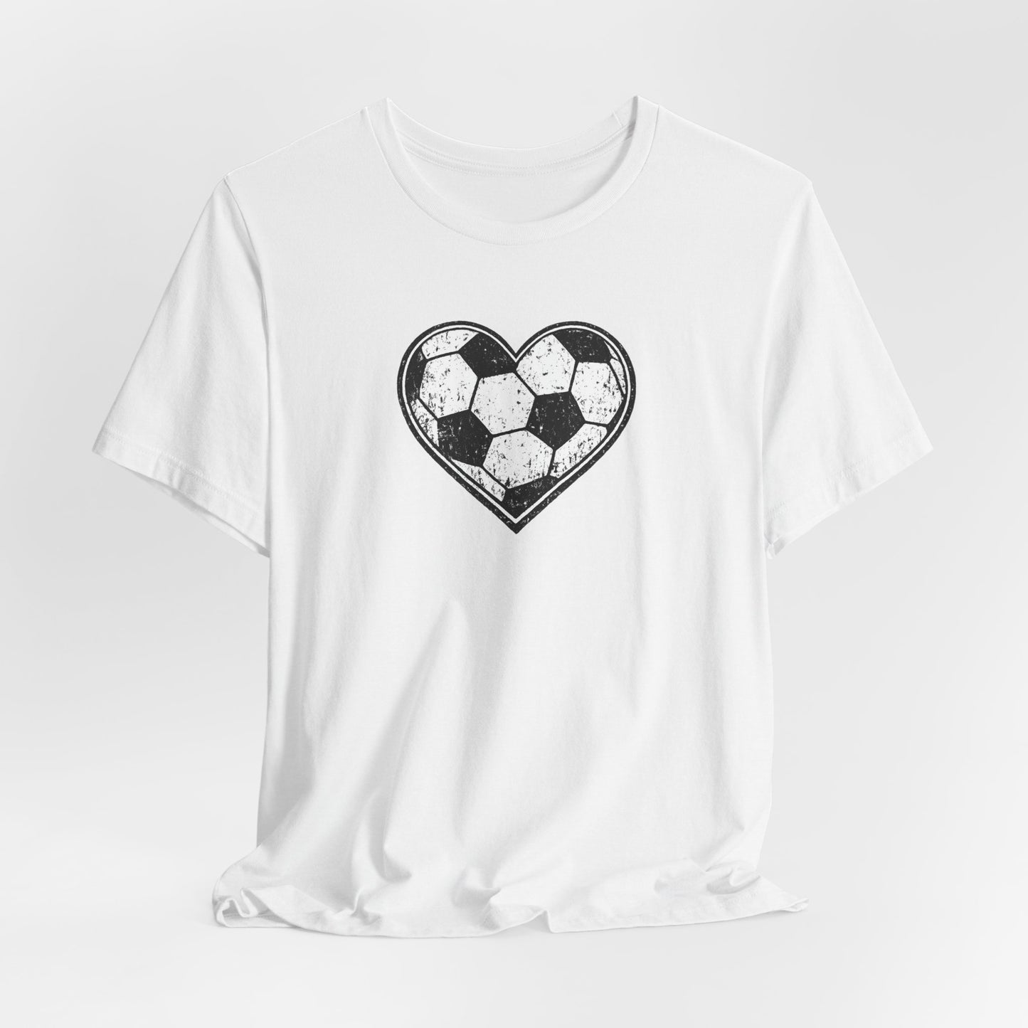 Heart Soccer Ball Unisex T-Shirt - Distressed Love Soccer Graphic Tee