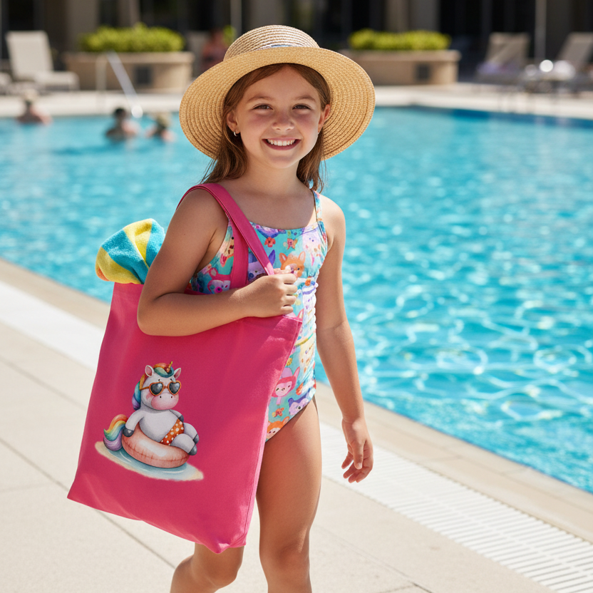 Kids Pool & Beach Tote Bag – Cute Animal Design