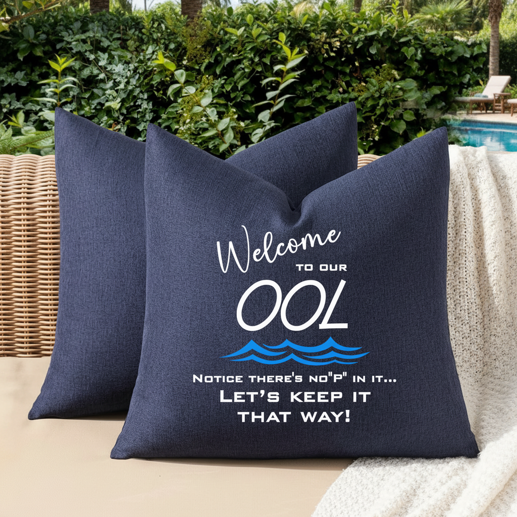 Welcome to Our OOL Outdoor Pillow Cover – Funny No P in the Pool Poolside Patio Decor
