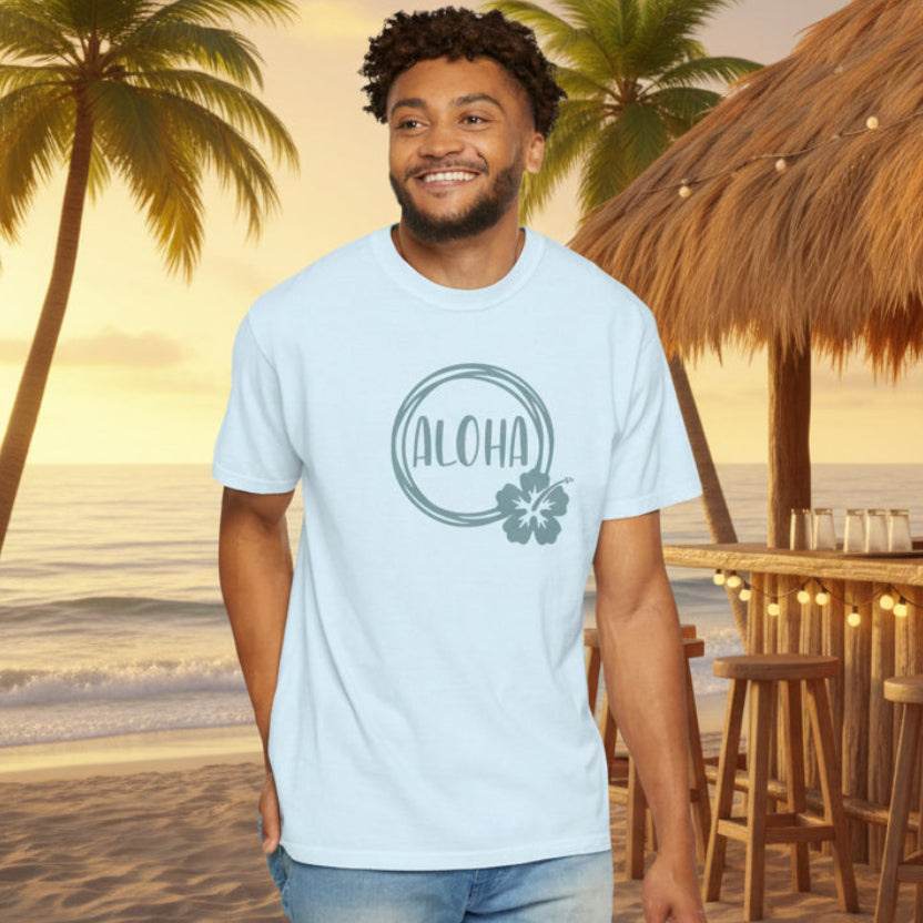 Aloha Comfort Colors T-Shirt - Hibiscus Coastal Tee