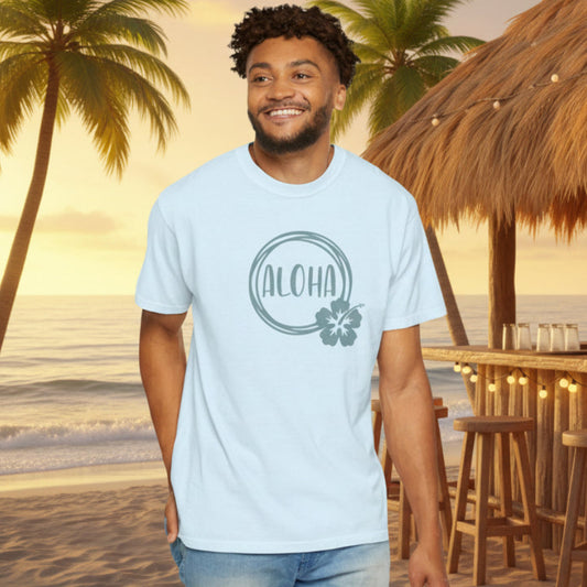 Aloha Comfort Colors T-Shirt - Hibiscus Coastal Tee