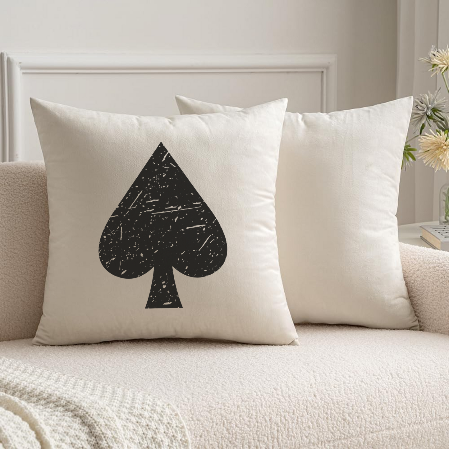 Poker Card Suit Velvet Throw Pillow Set – Spade, Heart, Club & Diamond - Optional Pillow Inserts