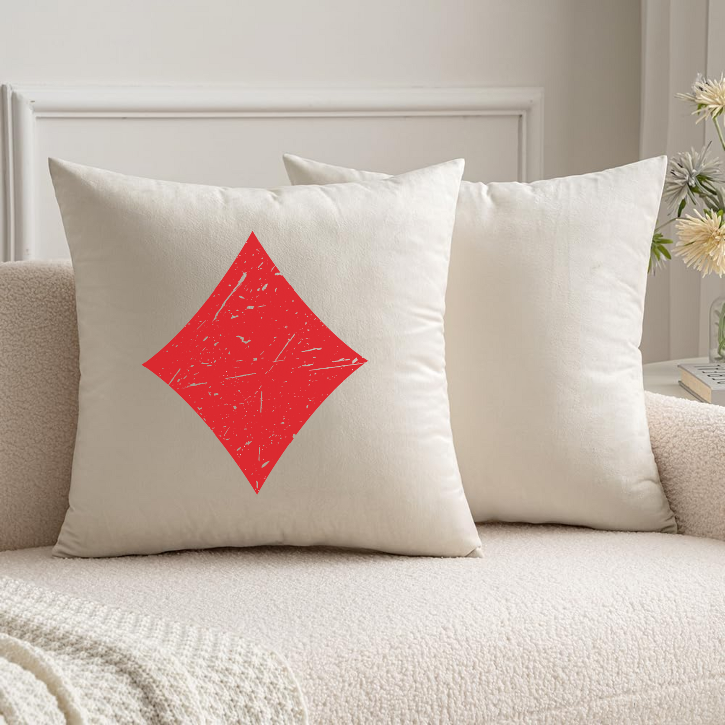 Poker Card Suit Velvet Throw Pillow Set – Spade, Heart, Club & Diamond - Optional Pillow Inserts