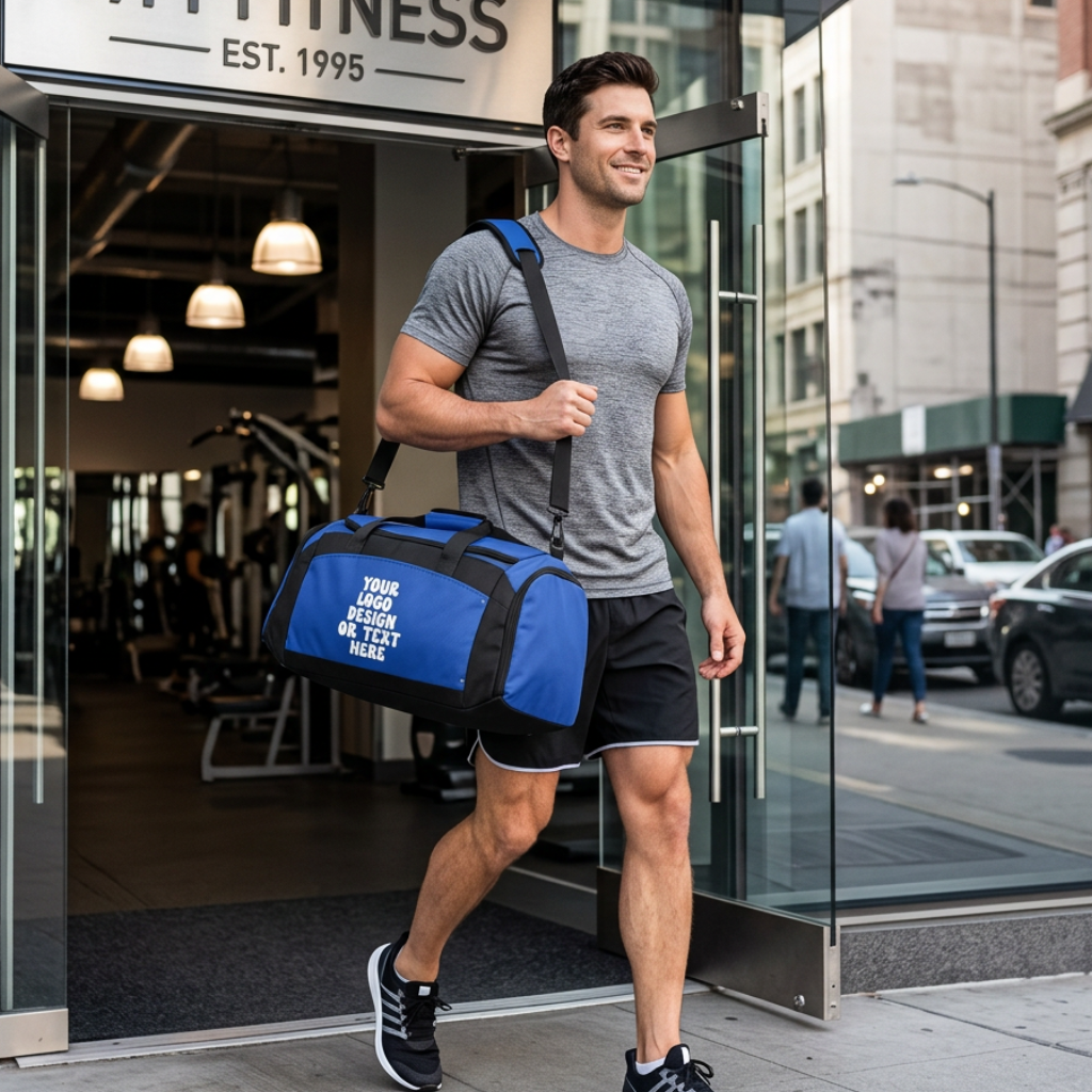 Custom Text, Design or Logo Gym Bag – Personalized Sports Duffle