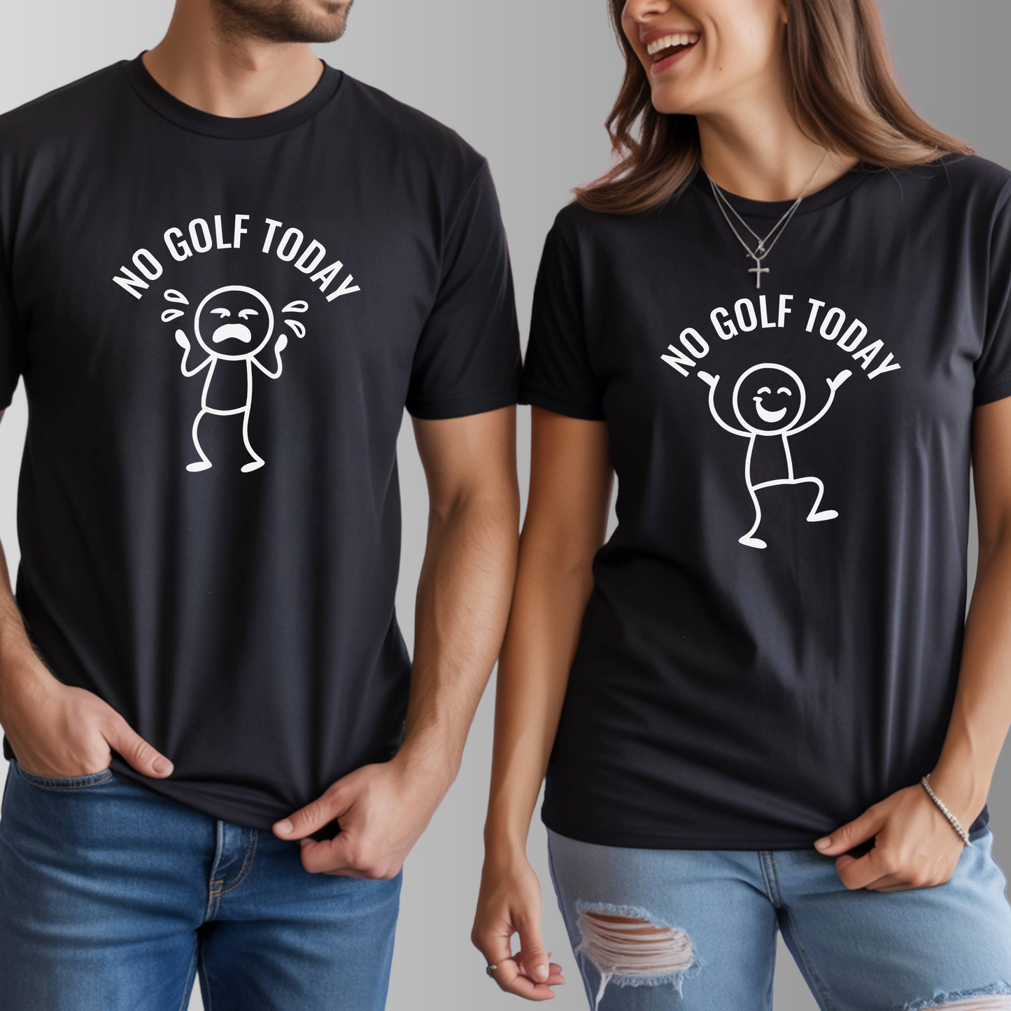 No Golf Today Crying Stick Figure Meme T-Shirt