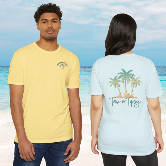 Hunt Beach Club Tan & Tipsy Unisex T-Shirt – Summer Beach Tee