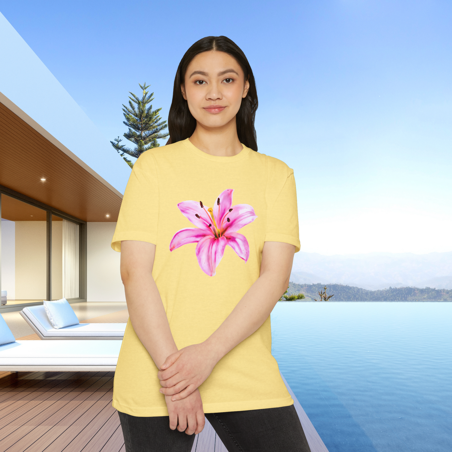 Hunt Beach Club Watercolor Flower Unisex T-Shirt – Summer Floral Tee