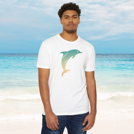 Hunt Beach Club Multicolor Dolphin Unisex T-Shirt – Coastal Summer Tee