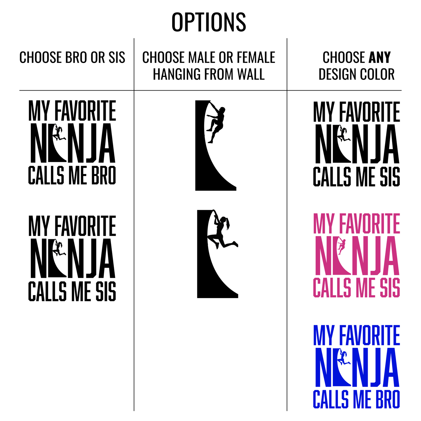 My Favorite Ninja Calls Me... Baby Onesie – Bro or Sis | Warped Wall Design with Color Options