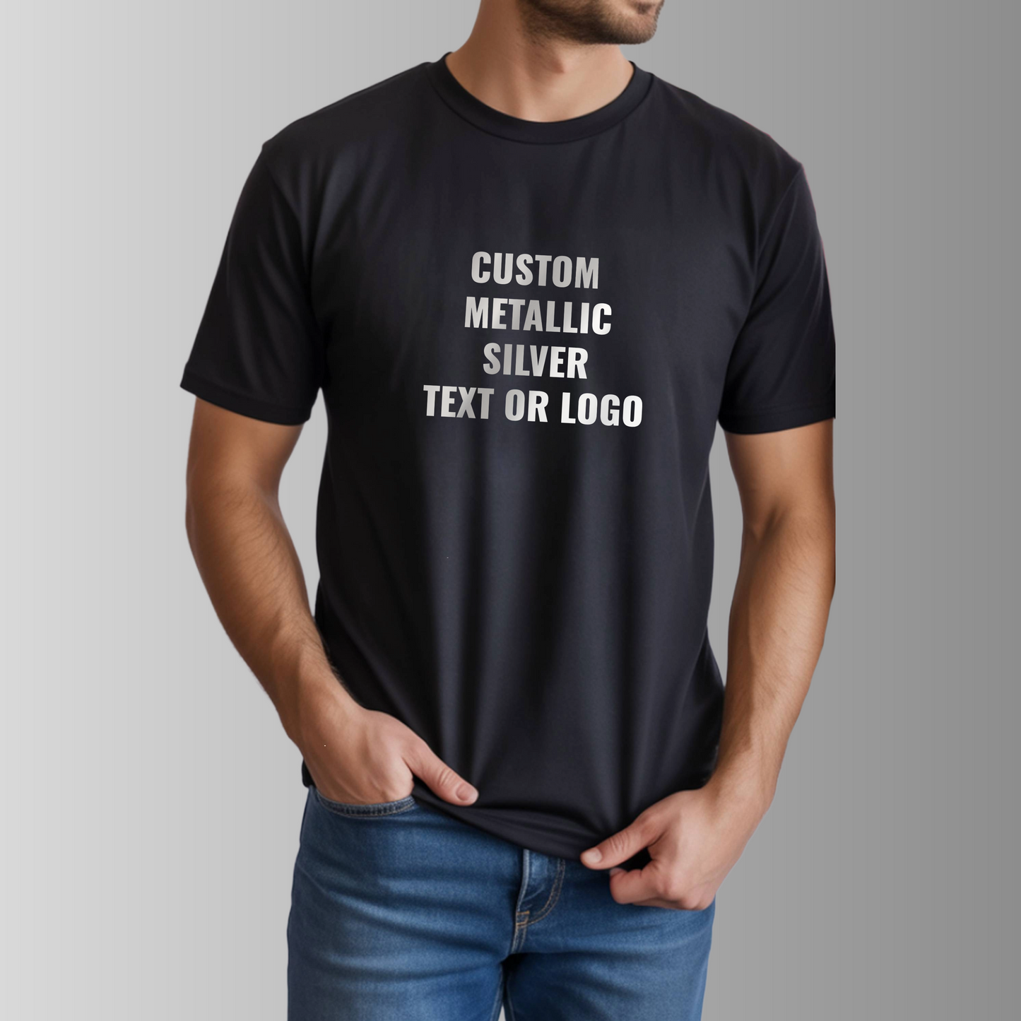 Bella + Canvas Unisex T-Shirt - Metallic Foil Logo or Text - (Bulk Order 5-pack)