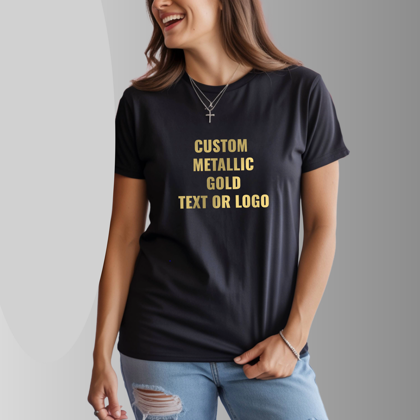 Bella + Canvas Unisex T-Shirt - Metallic Foil Logo or Text - (Bulk Order 5-pack)