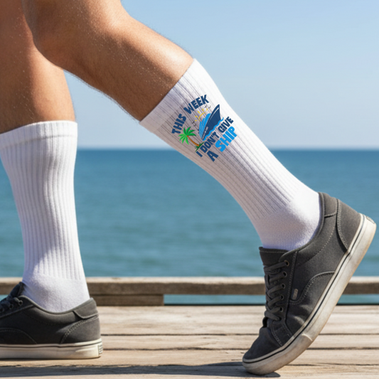 This Week I Don’t Give a Ship Socks – Funny Cotton Crew Socks, Nautical Humor Socks