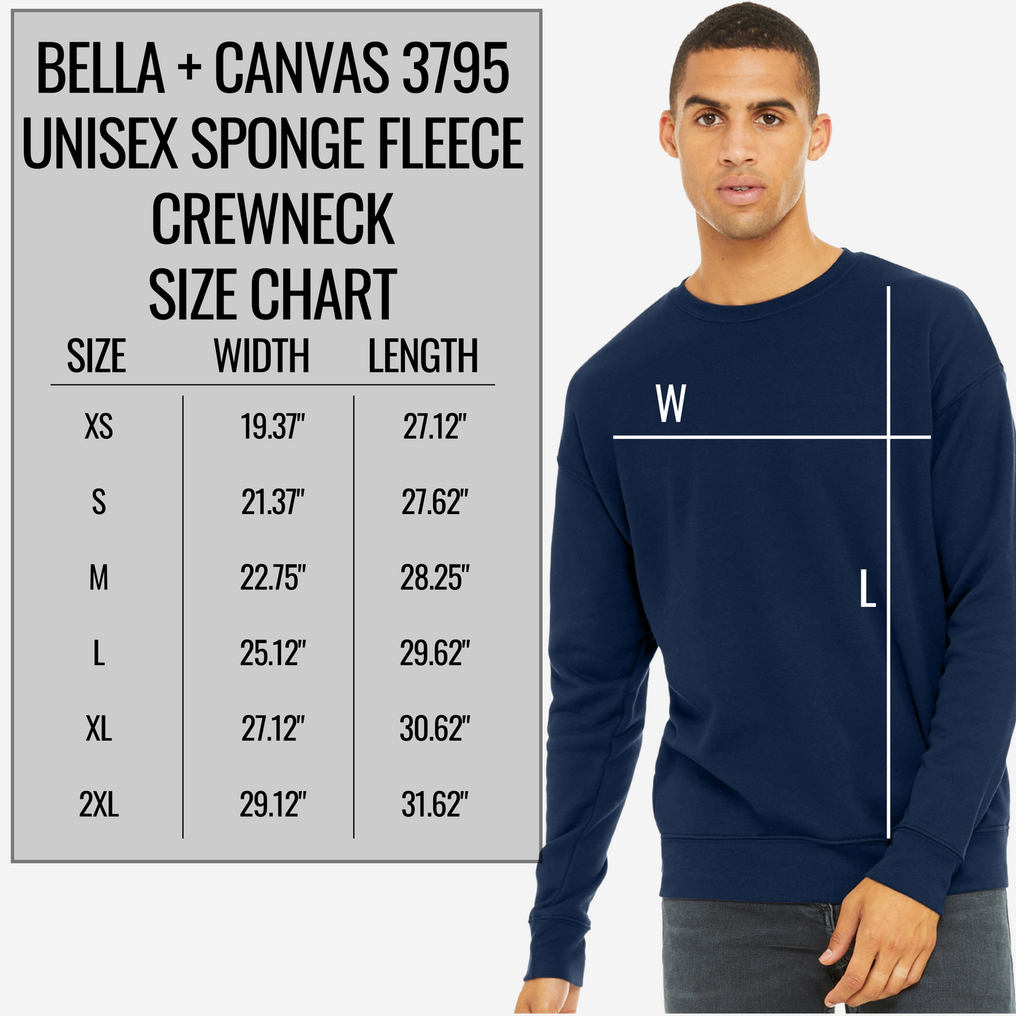 Bella + Canvas Unisex Sponge Fleece Pullover Crewneck - Add Your Text, Design or Logo