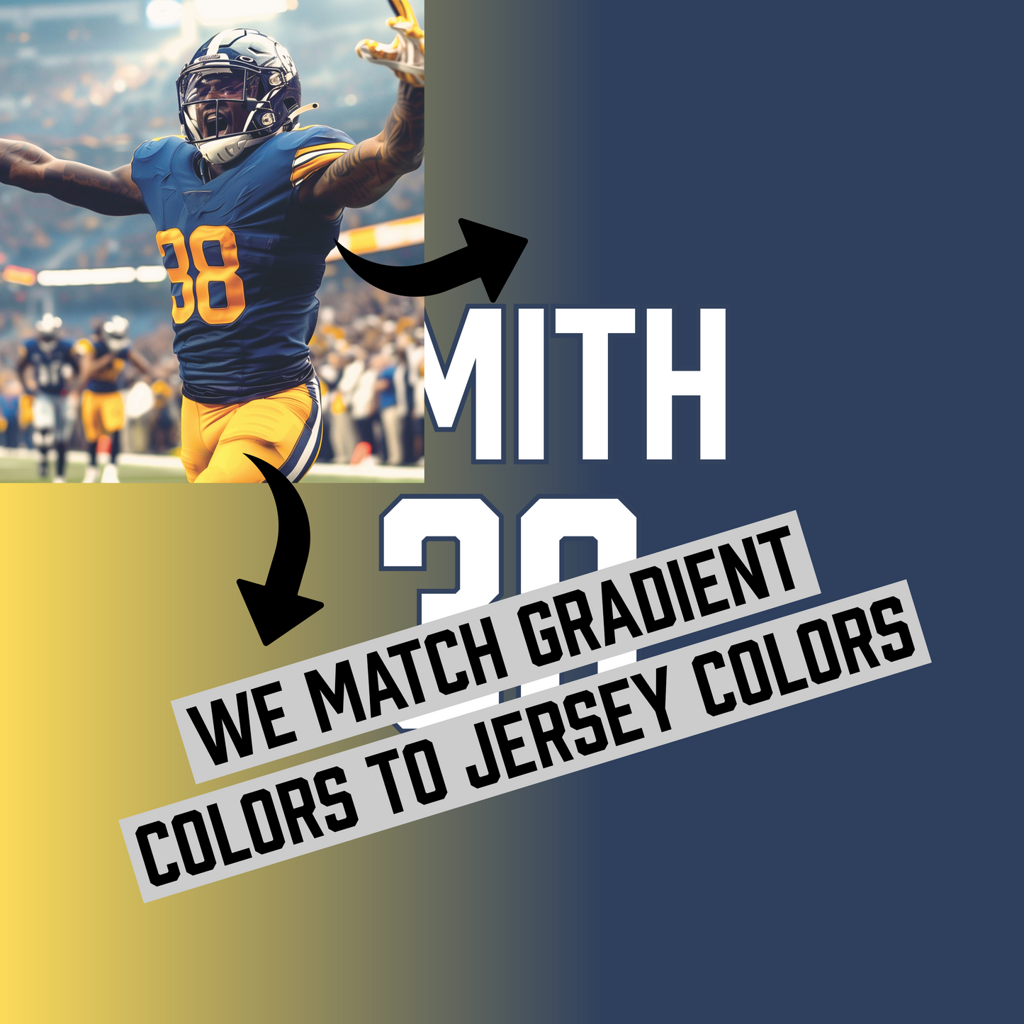 Personalized Sports Throw Pillow – Custom Name, Number & Jersey Color Gradient
