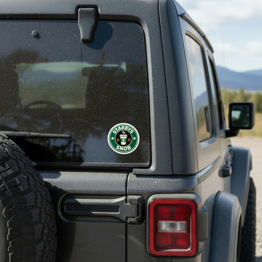 Funny Coffee Lover Sticker, 3" Waterproof Vinyl Sticker, Starbys Snob or Dunkie Junkie Design