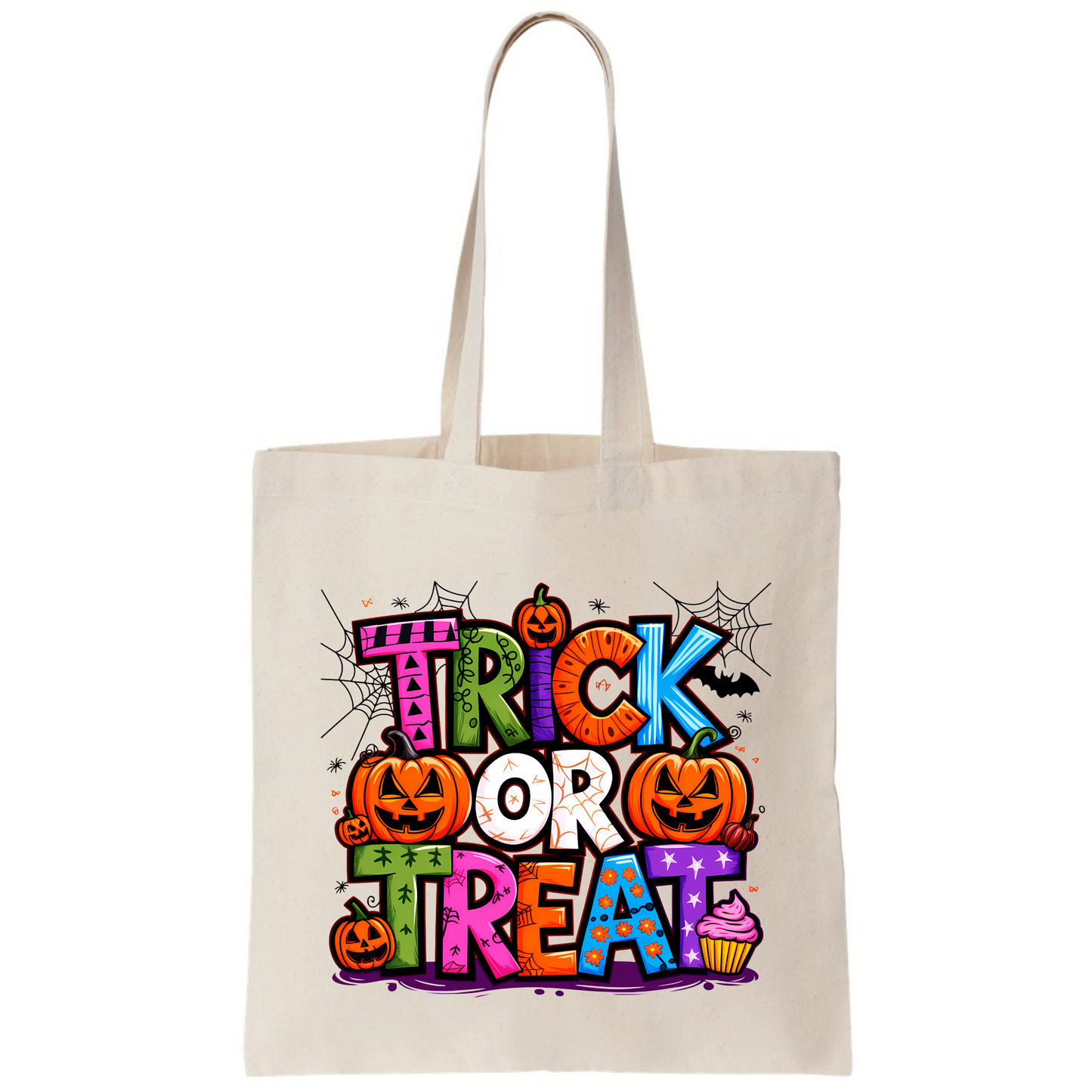 Halloween Trick or Treat Tote Bag – Lightweight 14.5” x 15.5” Candy Bag (2 Designs Available)