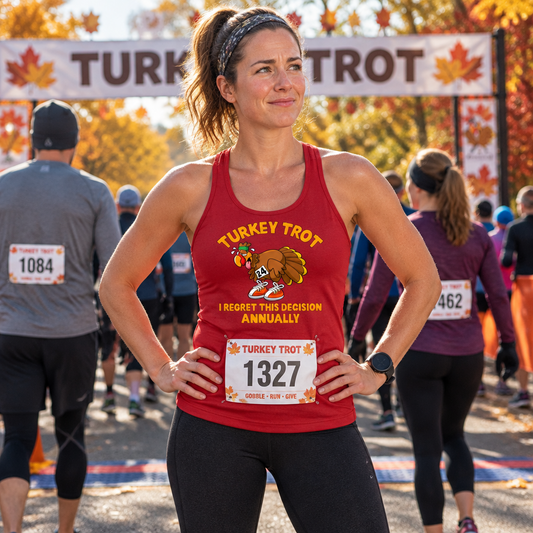 Turkey Trot Thanksgiving Run T-Shirt & Tank Top – I Regret This Decision Annually