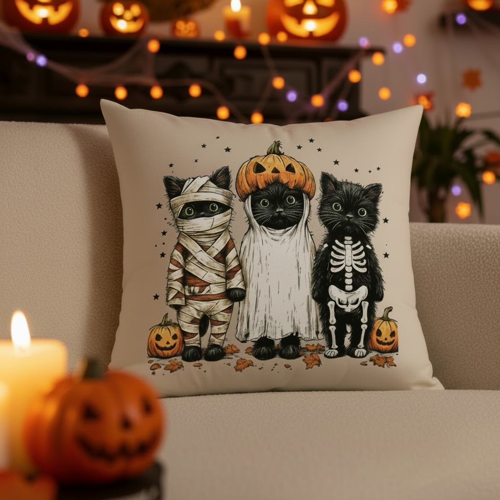 Halloween Velvet Throw Pillow Covers - Optional Pillow Inserts