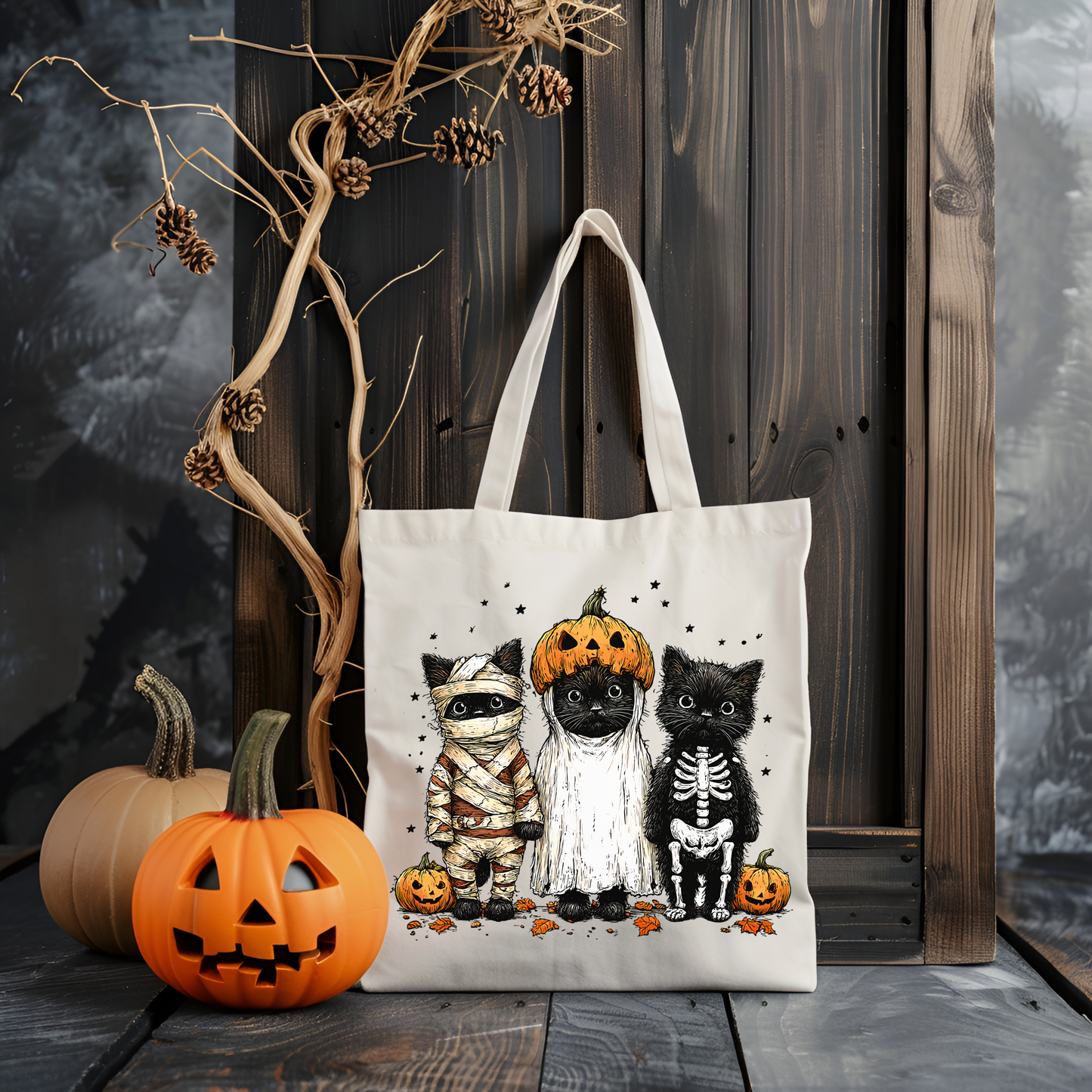 Halloween Trick or Treat Tote Bag – Lightweight 14.5” x 15.5” Candy Bag (2 Designs Available)