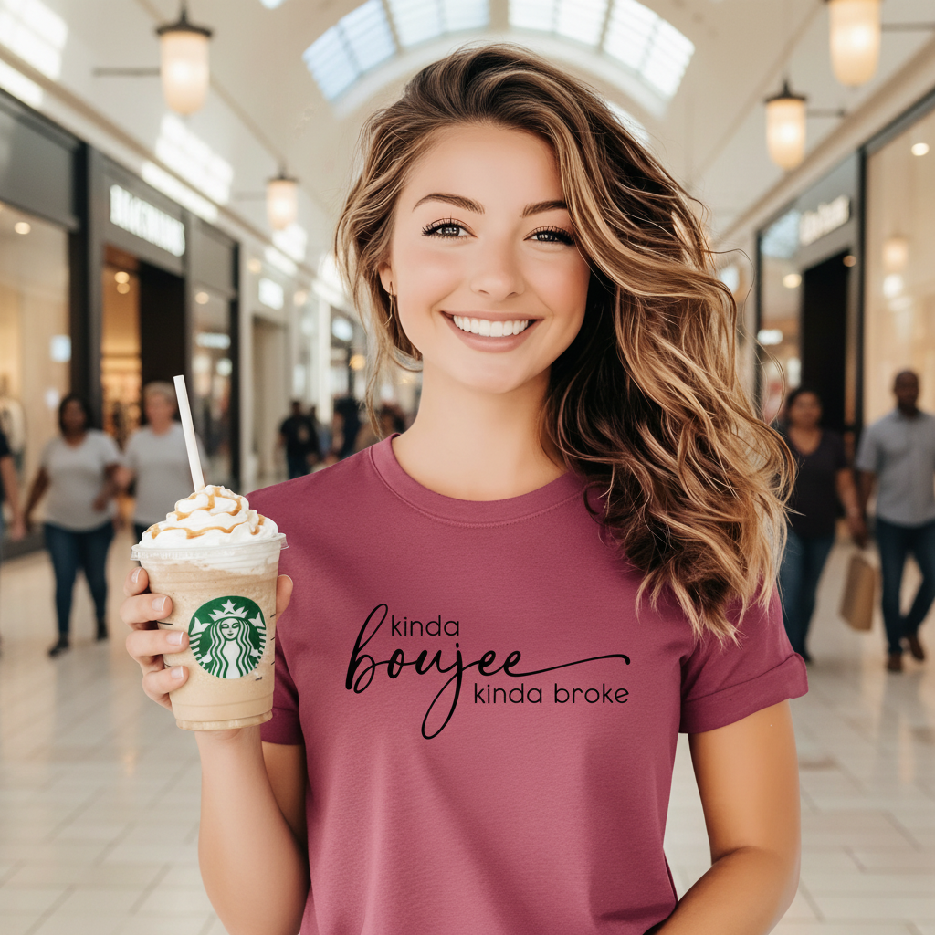 Kinda Boujee Kinda Broke - Funny Unisex T-Shirt