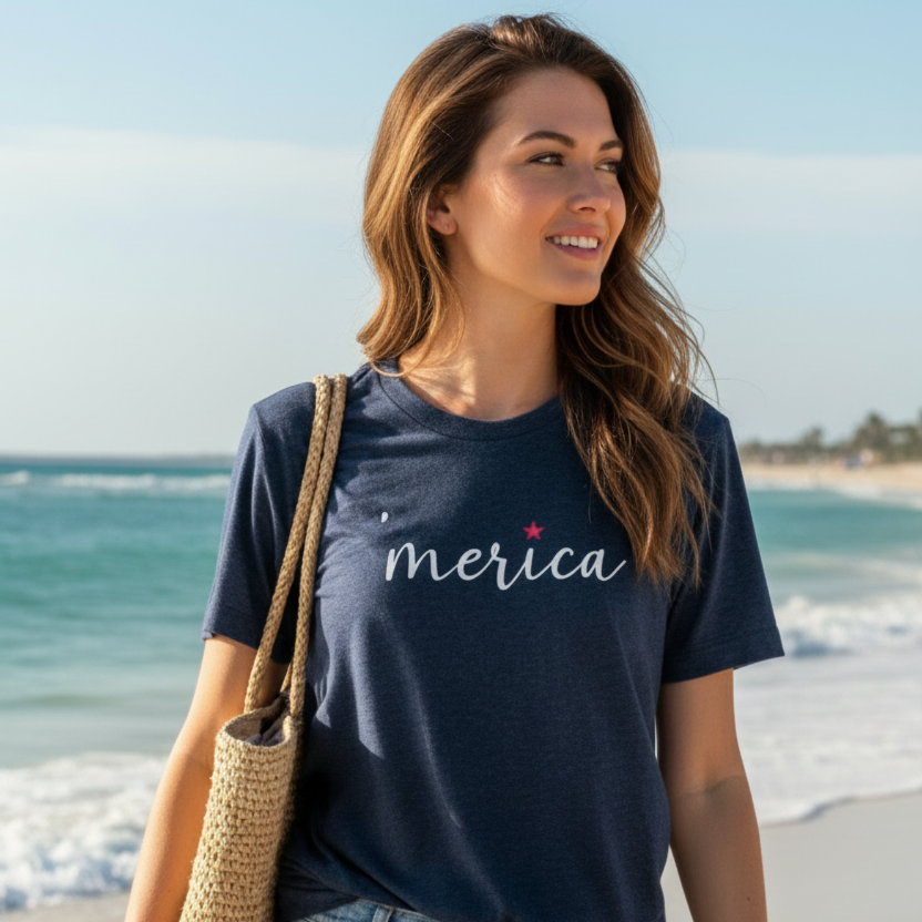 'merica Script Tee — Patriotic Fourth of July Vintage Style T‑Shirt
