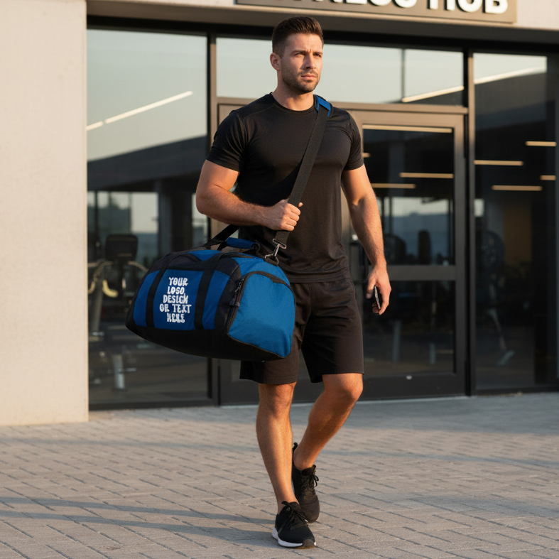 Custom Text, Design or Logo Gym Bag – Personalized Sports Duffle